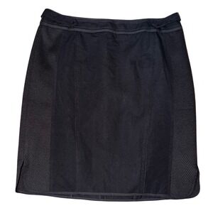 White House Black Market Black Mixed Media Mini Skirt Textured Panels Size 10